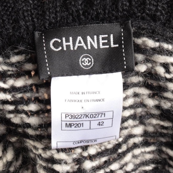 Chanel Black White Knit Zip-up Cardigan Sweater Size 42 - Picture 4 of 5